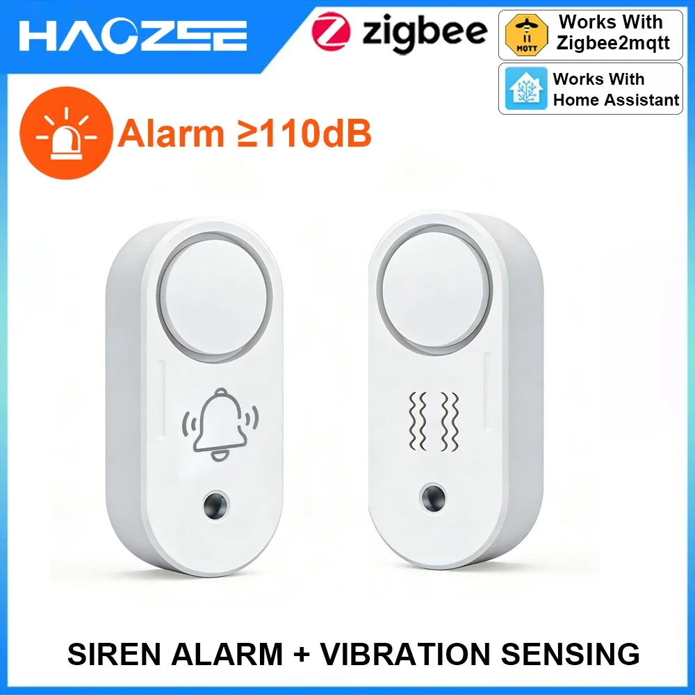 Home Security Options - Haozee Zigbee 110dB 사이렌 알람 진동