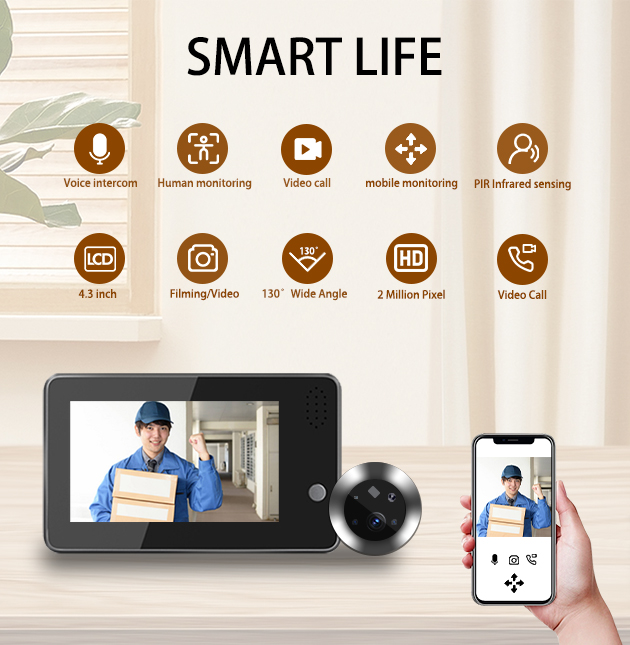 Home Security Indoor Cameras - 4.3인치 투야 스마트라이프 WiFi 도어벨 비주얼