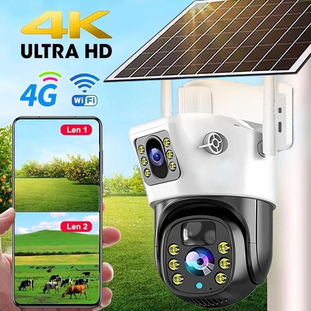 Ip Camera Outdoor 4K - 4G/WiFi 태양광 카메라 듀얼 렌즈 야외용