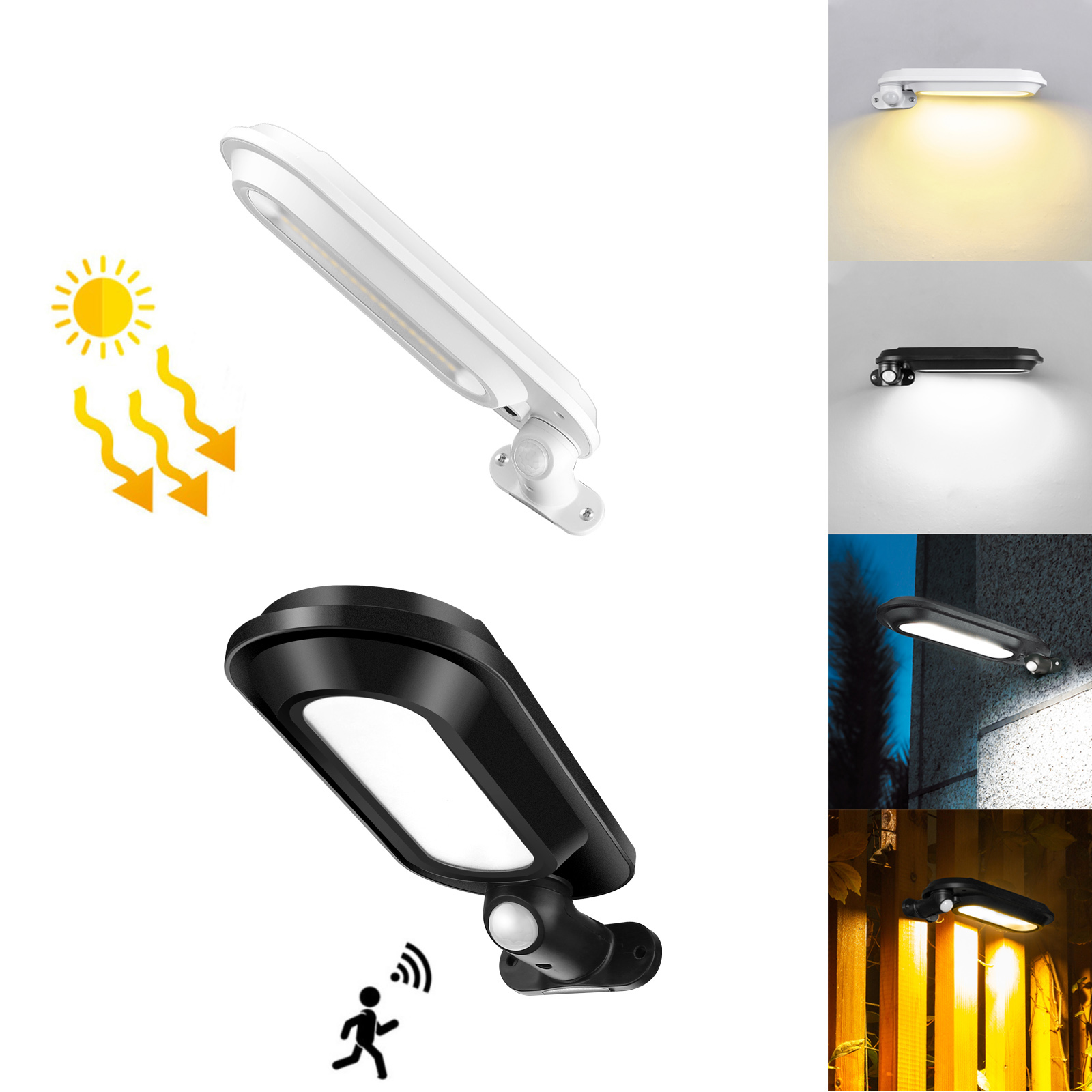Home Security Yard Sensors - 회전식 태양열 LED 벽 램프, PIR
