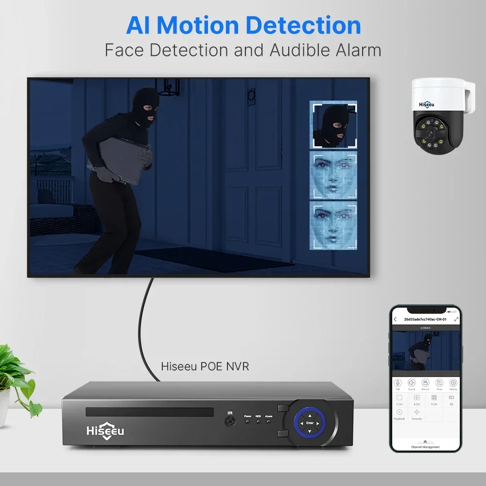 Ip Camera Outdoor 4K - H.265 8채널 AI 얼굴 인식 야외