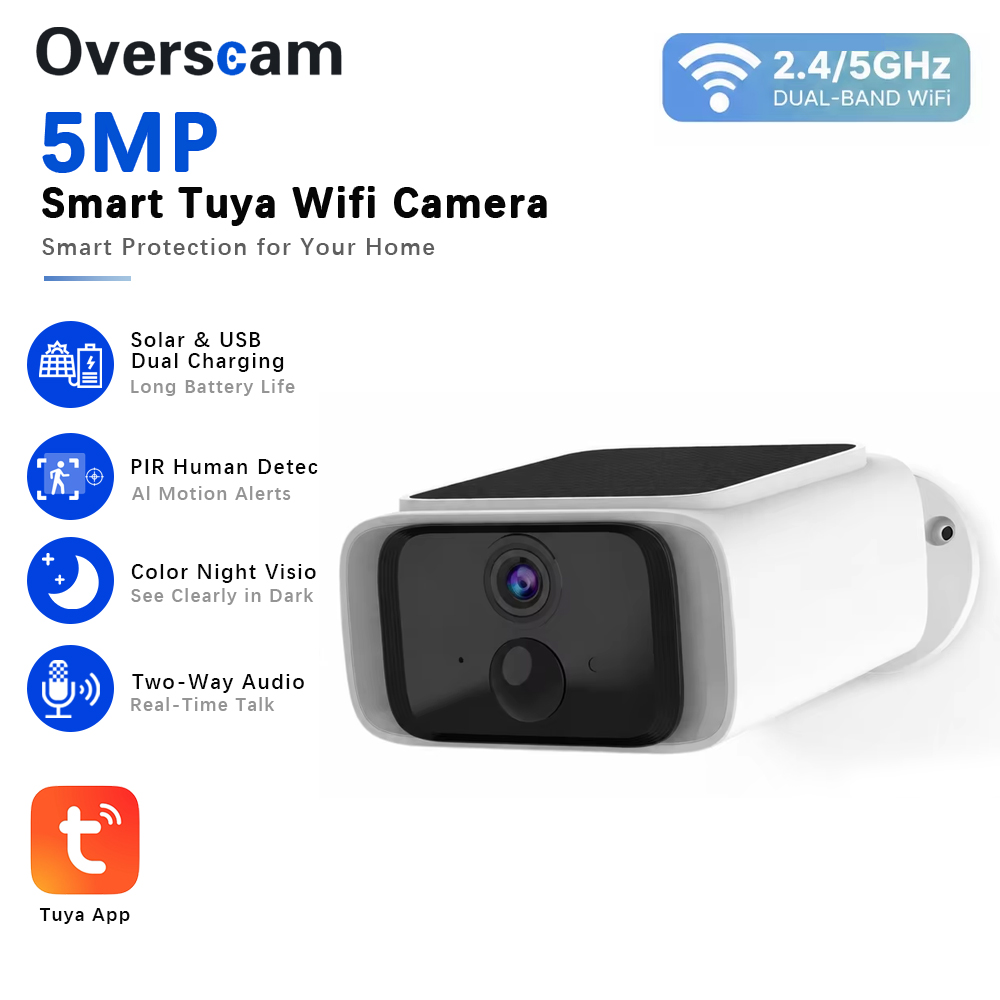 Home Security Indoor Cameras - Tuya 5MP 태양광 보안 카메라 가정용