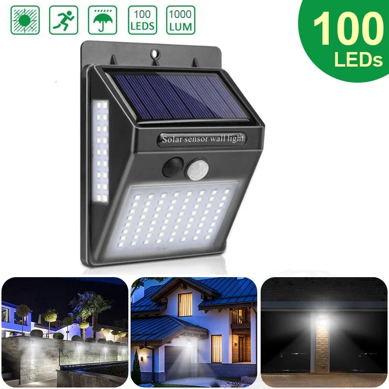 Home Security Yard Sensors - 야외 태양광 100 LED PIR 모션