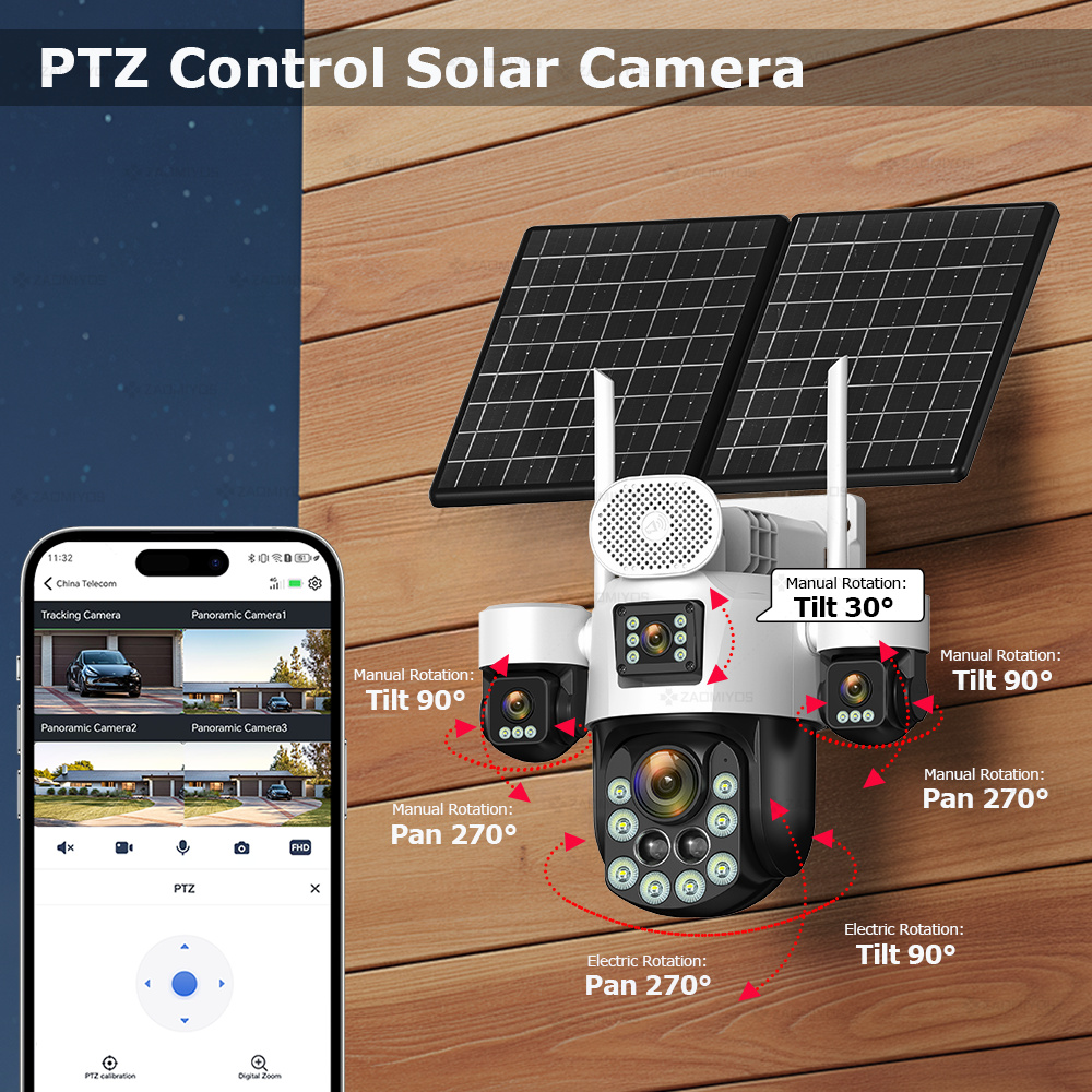 4렌즈 아웃도어 360 °   감시용 태양광 카메라 2 - Home Security La 리뷰 및 가격