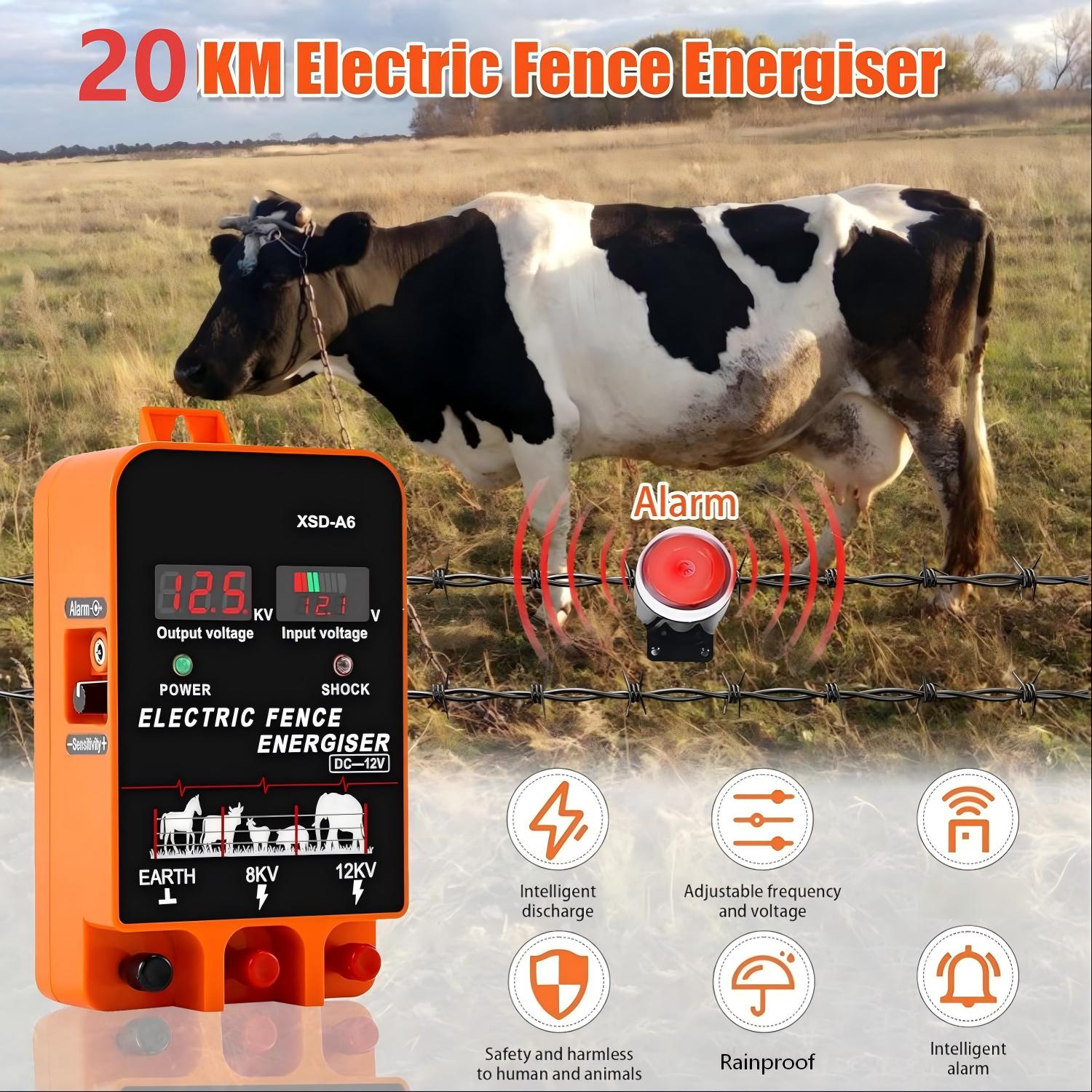 20KM 전기 울타리 에너자이저 5.5줄 LCD 디스플 - Home Security Electric Fence 리뷰 및 가격