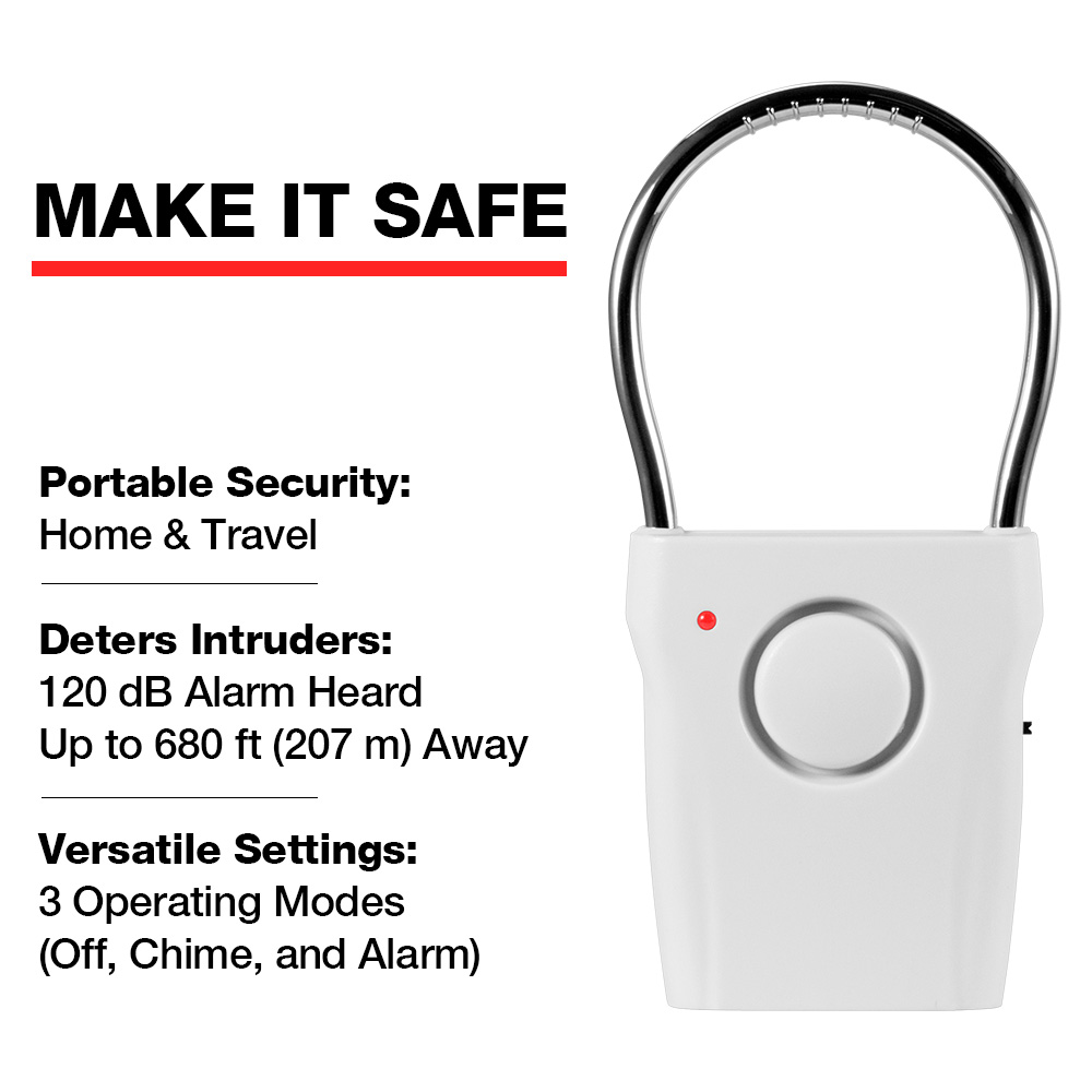 조정 가능한 설정이있는 120dB 도어 핸들 알람 여행 - Door Wedge Alarm 리뷰 및 가격