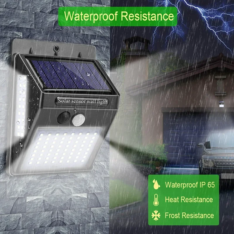 야외 태양광 100 LED PIR 모션 센서 벽등 방수 - Home Security Yard Sensors 리뷰 및 가격